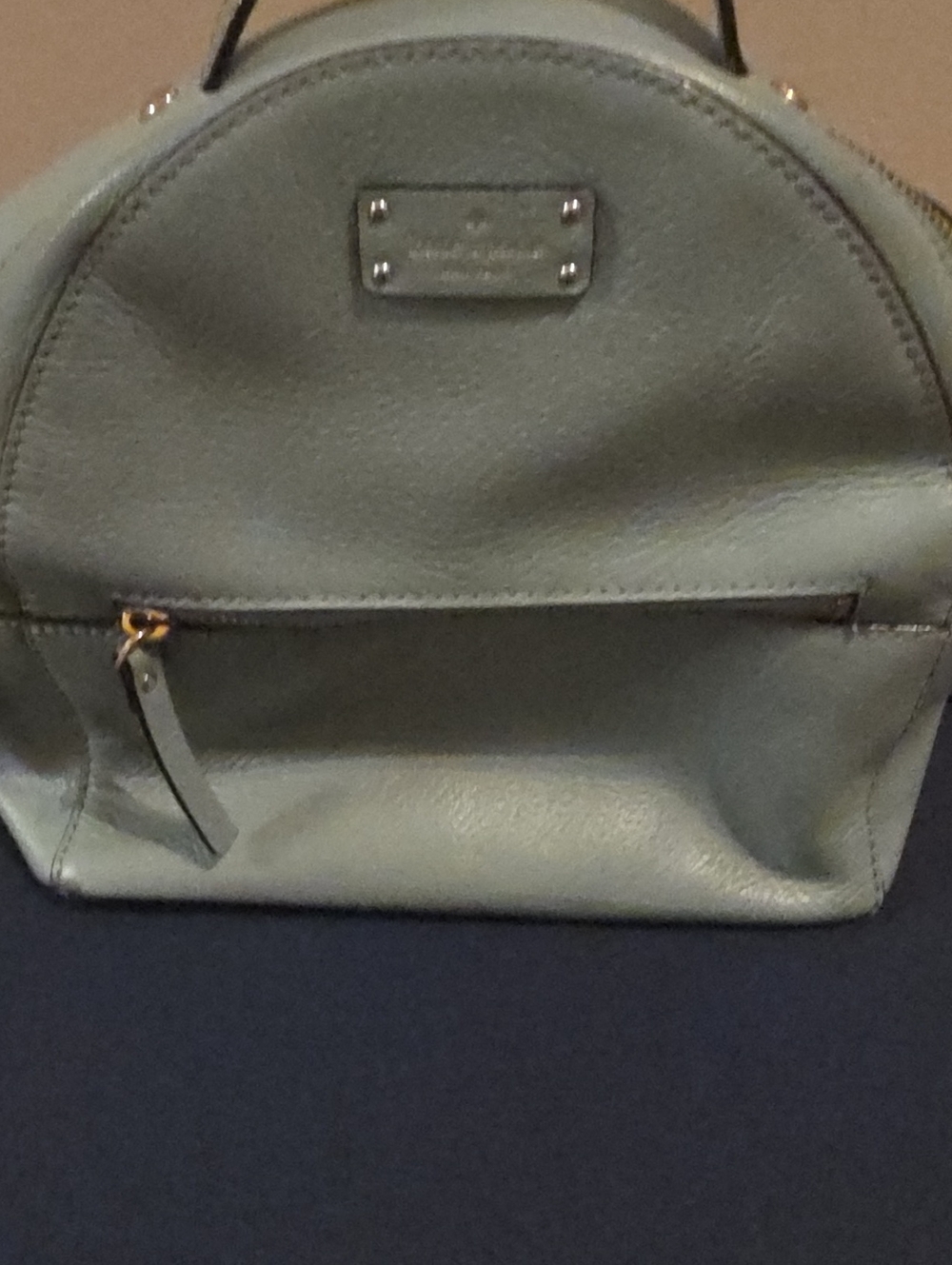 kate spade Small Leather Backpack in Sage Green with Gold Hardware